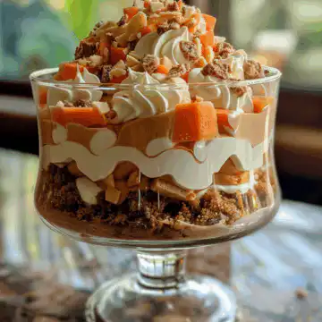 Carrot Cake Trifle Delight taken with iphone 15 pro max --iw 2 --ar 4:5 --v 6.0 --raw