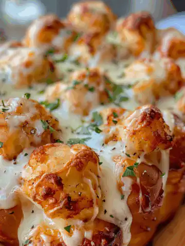 Chicken Alfredo Monkey Bread taken with iphone 15 pro max --iw 2 --ar 4:5 --v 6.0 --raw