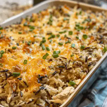 Chicken and Wild Rice Casserole taken with iphone 15 pro max --iw 2 --ar 4:5 --v 6.0 --raw