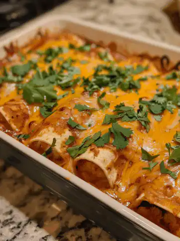 Chicken Enchiladas taken with iphone 15 pro max --iw 2 --ar 4:5 --v 6.0 --raw