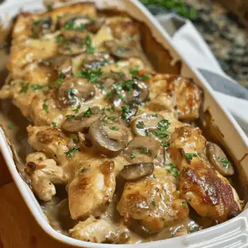 Chicken Marsala Casserole Recipe taken with iphone 15 pro max --iw 2 --ar 4:5 --v 6.0 --raw