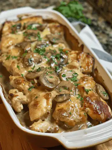 Chicken Marsala Casserole Recipe taken with iphone 15 pro max --iw 2 --ar 4:5 --v 6.0 --raw