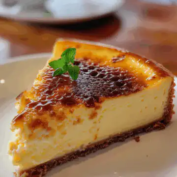 Crème Brûlée Cheesecake taken with iphone 15 pro max --iw 2 --ar 4:5 --v 6.0 --raw