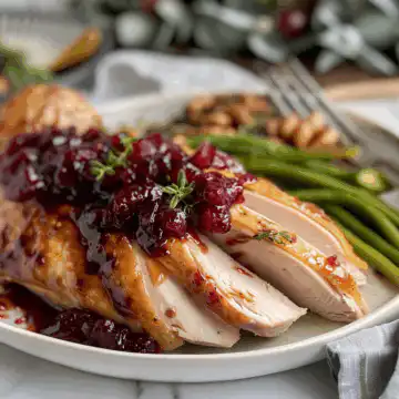 Cranberry Orange Glazed Turkey Breast Recipe taken with iphone 15 pro max --iw 2 --ar 4:5 --v 6.0 --raw