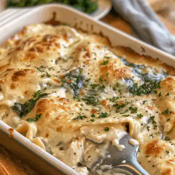 Creamy Chicken and Spinach Casserole taken with iphone 15 pro max --iw 2 --ar 4:5 --v 6.0 --raw