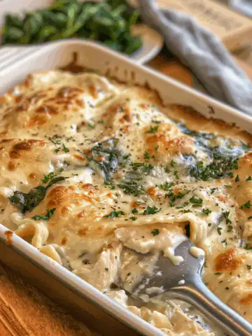 Creamy Chicken and Spinach Casserole taken with iphone 15 pro max --iw 2 --ar 4:5 --v 6.0 --raw