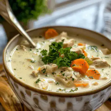 Creamy Chicken Soup with Green Enchilada Twist taken with iphone 15 pro max --iw 2 --ar 4:5 --v 6.0 --raw
