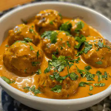 Creamy Coconut Curry Meatballs taken with iphone 15 pro max --iw 2 --ar 4:5 --v 6.0 --raw