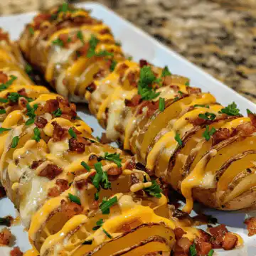 Crispy Loaded Hasselback Potato Bites taken with iphone 15 pro max --iw 2 --ar 4:5 --v 6.0 --raw