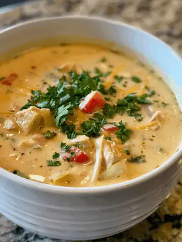 Crock Pot Creamy Chicken Parmesan Soup taken with iphone 15 pro max --iw 2 --ar 4:5 --v 6.0 --raw