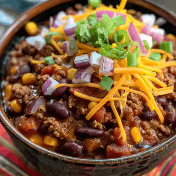 Easy Skillet Chili taken with iphone 15 pro max --iw 2 --ar 4:5 --v 6.0 --raw