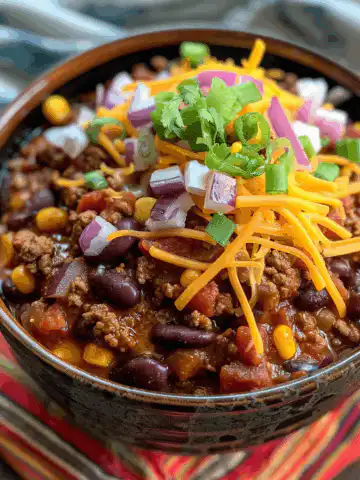 Easy Skillet Chili taken with iphone 15 pro max --iw 2 --ar 4:5 --v 6.0 --raw