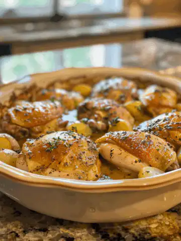 French Chicken Casserole a la Normande taken with iphone 15 pro max --iw 2 --ar 4:5 --v 6.0 --raw