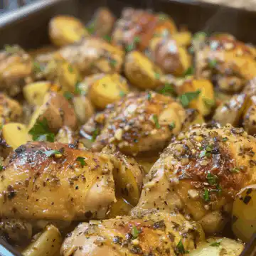 Garlic Parmesan Crockpot Chicken and Potatoes taken with iphone 15 pro max --iw 2 --ar 4:5 --v 6.0 --raw