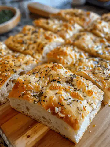 Garlic Parmesan Focaccia taken with iphone 15 pro max --iw 2 --ar 4:5 --v 6.0 --raw