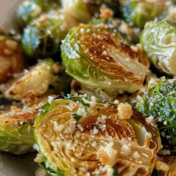 Garlic Parmesan Roasted Brussels Sprouts taken with iphone 15 pro max --iw 2 --ar 4:5 --v 6.0 --raw