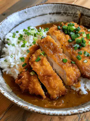 Golden-Crisped Chicken Katsu Curry with Rich Japanese Gravy taken with iphone 15 pro max --iw 2 --ar 4:5 --v 6.0 --raw