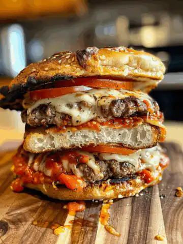 Homemade Pizza Burgers Recipe taken with iphone 15 pro max --iw 2 --ar 4:5 --v 6.0 --raw