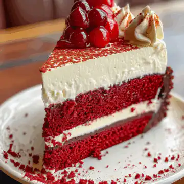 Indulge in Decadence with Red Velvet Cheesecake taken with iphone 15 pro max --iw 2 --ar 4:5 --v 6.0 --raw