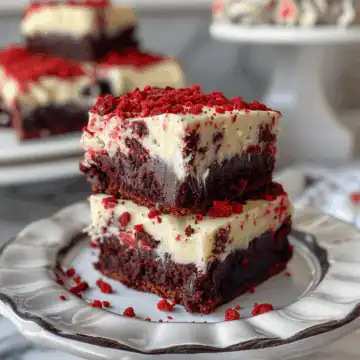 Red Velvet Cheesecake Brownies taken with iphone 15 pro max --iw 2 --ar 4:5 --v 6.0 --raw