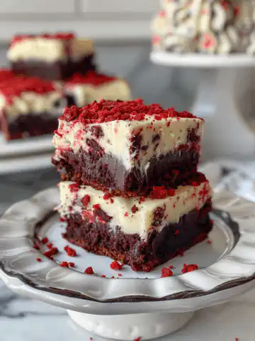 Red Velvet Cheesecake Brownies taken with iphone 15 pro max --iw 2 --ar 4:5 --v 6.0 --raw