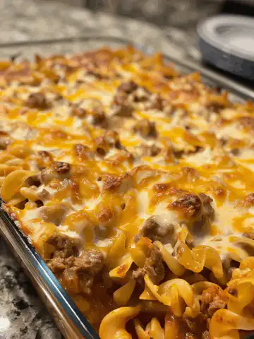 Sour Cream Beef Noodle Casserole taken with iphone 15 pro max --iw 2 --ar 4:5 --v 6.0 --raw