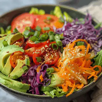 Spring Roll Salad with Spicy Ginger Dressing taken with iphone 15 pro max --iw 2 --ar 4:5 --v 6.0 --raw