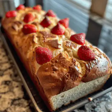 Strawberry Bread taken with iphone 15 pro max --iw 2 --ar 4:5 --v 6.0 --raw