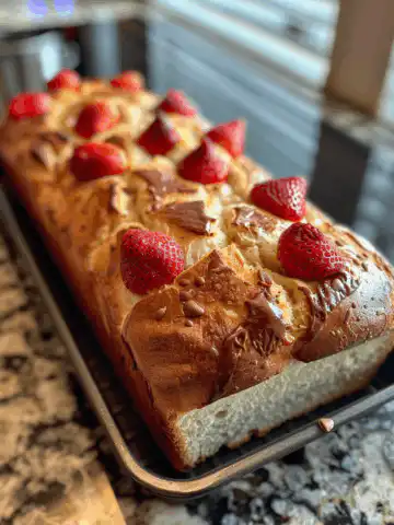 Strawberry Bread taken with iphone 15 pro max --iw 2 --ar 4:5 --v 6.0 --raw