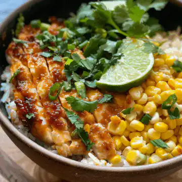 Street Corn Chicken Bowl Recipe taken with iphone 15 pro max --iw 2 --ar 4:5 --v 6.0 --raw