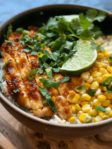 Street Corn Chicken Bowl Recipe taken with iphone 15 pro max --iw 2 --ar 4:5 --v 6.0 --raw