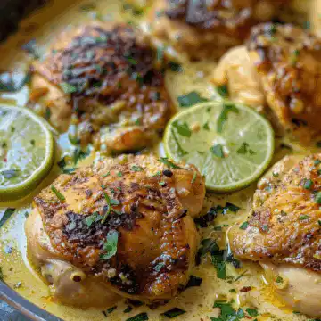The creamiest COCONUT LIME CHICKEN taken with iphone 15 pro max --iw 2 --ar 4:5 --v 6.0 --raw