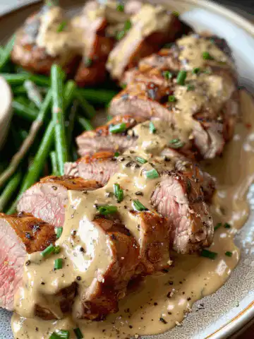 Ultimate Pork Tenderloin Recipe with Rich and Creamy Dijon Sauce taken with iphone 15 pro max --iw 2 --ar 4:5 --v 6.0 --raw