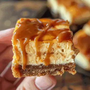Caramel Apple Cheesecake Bars taken with iphone 15 pro max --iw 2 --ar 4:5 --v 6.0 --raw
