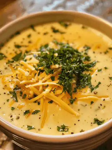 Cheddar Garlic Herb Potato Soup taken with iphone 15 pro max --iw 2 --ar 4:5 --v 6.0 --raw