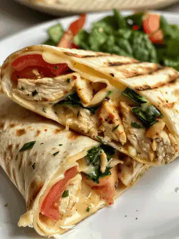 Cheesy Garlic Chicken Wraps taken with iphone 15 pro max --iw 2 --ar 4:5 --v 6.0 --raw