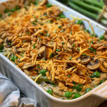 classic Campbells Green Bean Casserole for Thanksgiving dinne taken with iphone 15 pro max --iw 2 --ar 4:5 --v 6.0 --raw