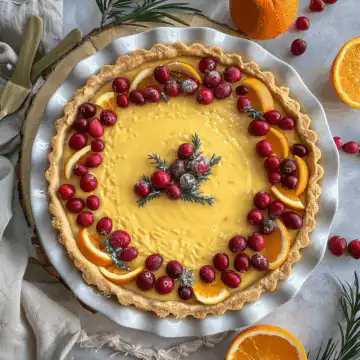 Cranberry-Orange Curd Tart taken with iphone 15 pro max --iw 2 --ar 4:5 --v 6.0 --raw