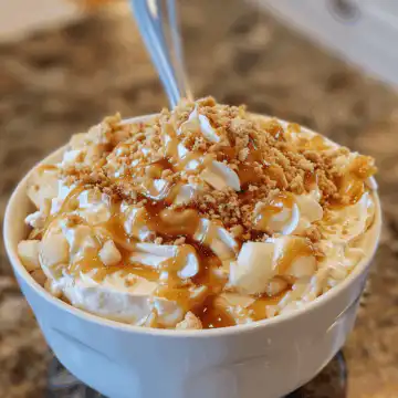 Cream Cheese Caramel Apple Dip taken with iphone 15 pro max --iw 2 --ar 4:5 --v 6.0 --raw