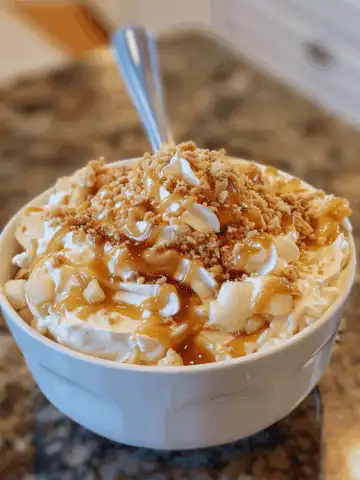 Cream Cheese Caramel Apple Dip taken with iphone 15 pro max --iw 2 --ar 4:5 --v 6.0 --raw