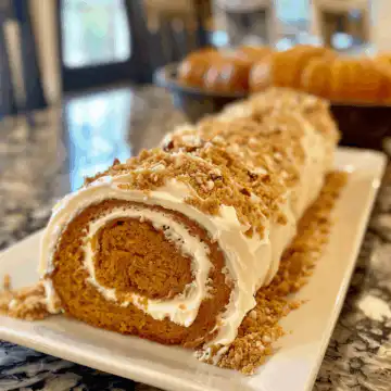 Creamy Pumpkin Spice Roll Cake taken with iphone 15 pro max --iw 2 --ar 4:5 --v 6.0 --raw
