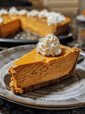 EASY PUMPKIN PIE CHEESECAKE taken with iphone 15 pro max --iw 2 --ar 4:5 --v 6.0 --raw