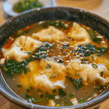 Gyoza Soup (Japanese Dumpling Soup) taken with iphone 15 pro max --iw 2 --ar 4:5 --v 6.0 --raw