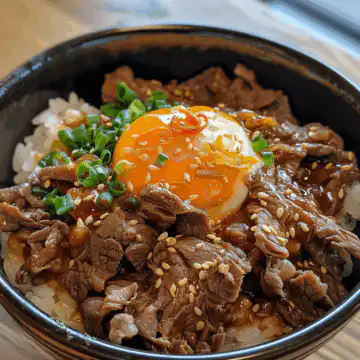 Gyudon-Japanese Beef Bowl taken with iphone 15 pro max --iw 2 --ar 4:5 --v 6.0 --raw