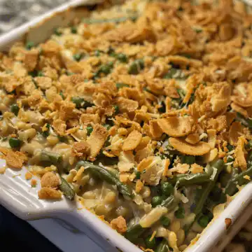 Homemade Green Bean Casserole taken with iphone 15 pro max --iw 2 --ar 4:5 --v 6.0 --raw