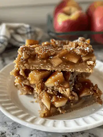 Irresistible Salted Caramel Apple Bars taken with iphone 15 pro max --iw 2 --ar 4:5 --v 6.0 --raw