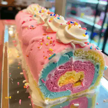 Japanese Cotton Candy Swiss Cake Roll taken with iphone 15 pro max --iw 2 --ar 4:5 --v 6.0 --raw
