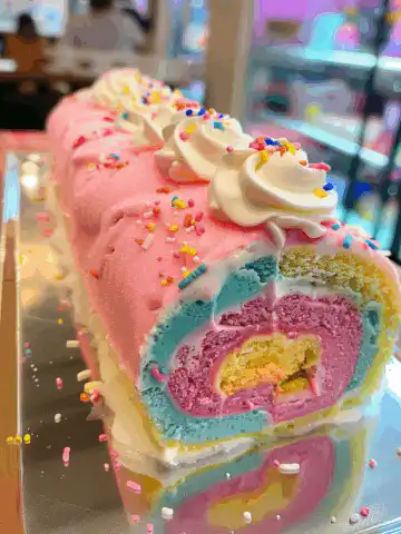 Japanese Cotton Candy Swiss Cake Roll taken with iphone 15 pro max --iw 2 --ar 4:5 --v 6.0 --raw