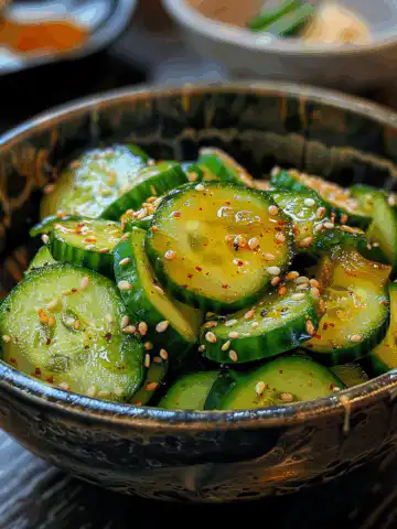 Japanese Cucumber Salad taken with iphone 15 pro max --iw 2 --ar 4:5 --v 6.0 --raw