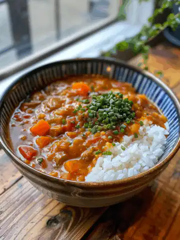 Japanese Curry on Rice taken with iphone 15 pro max --iw 2 --ar 4:5 --v 6.0 --raw
